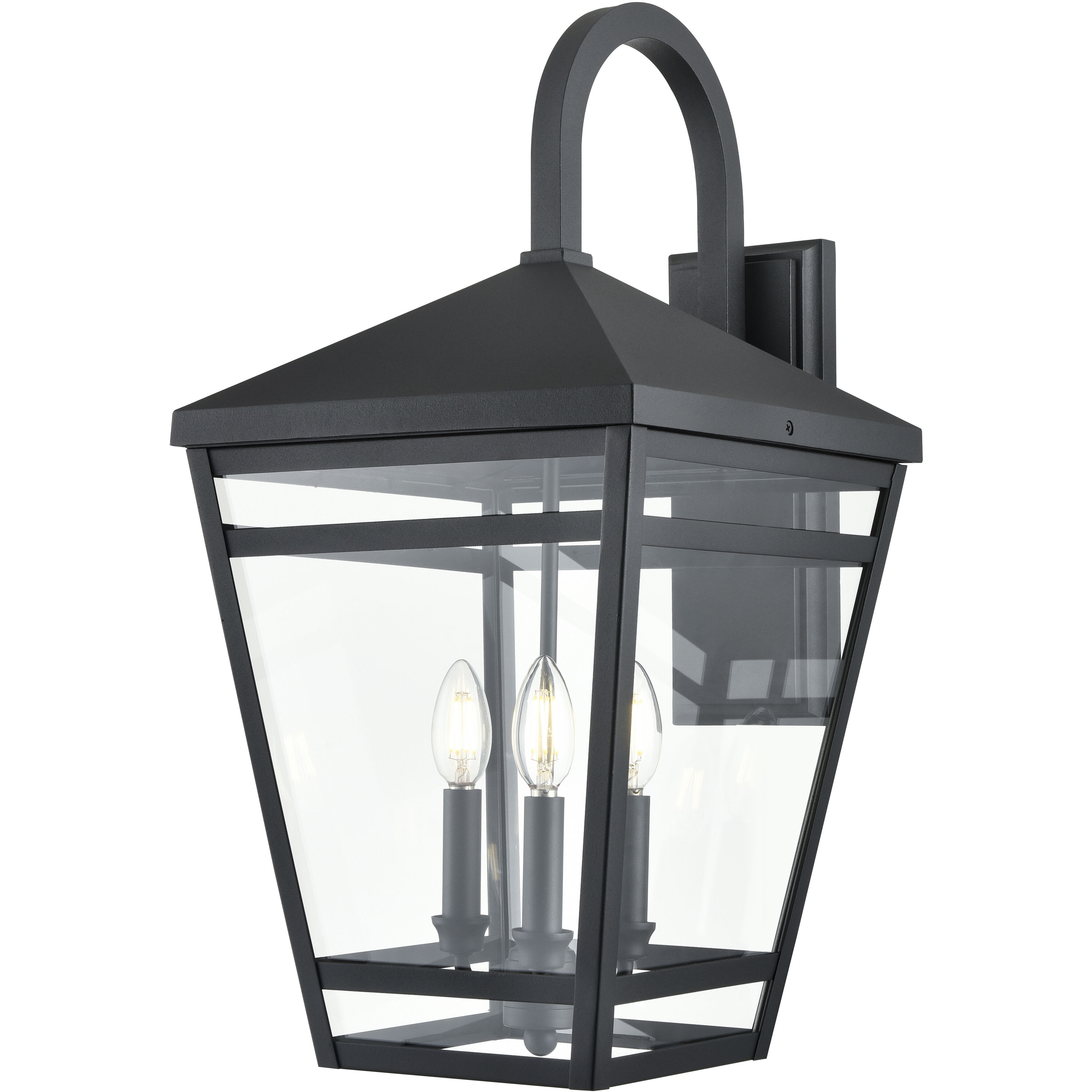 Seager 3 Light 24.25 inch Textured Black Outdoor Wall Sconce